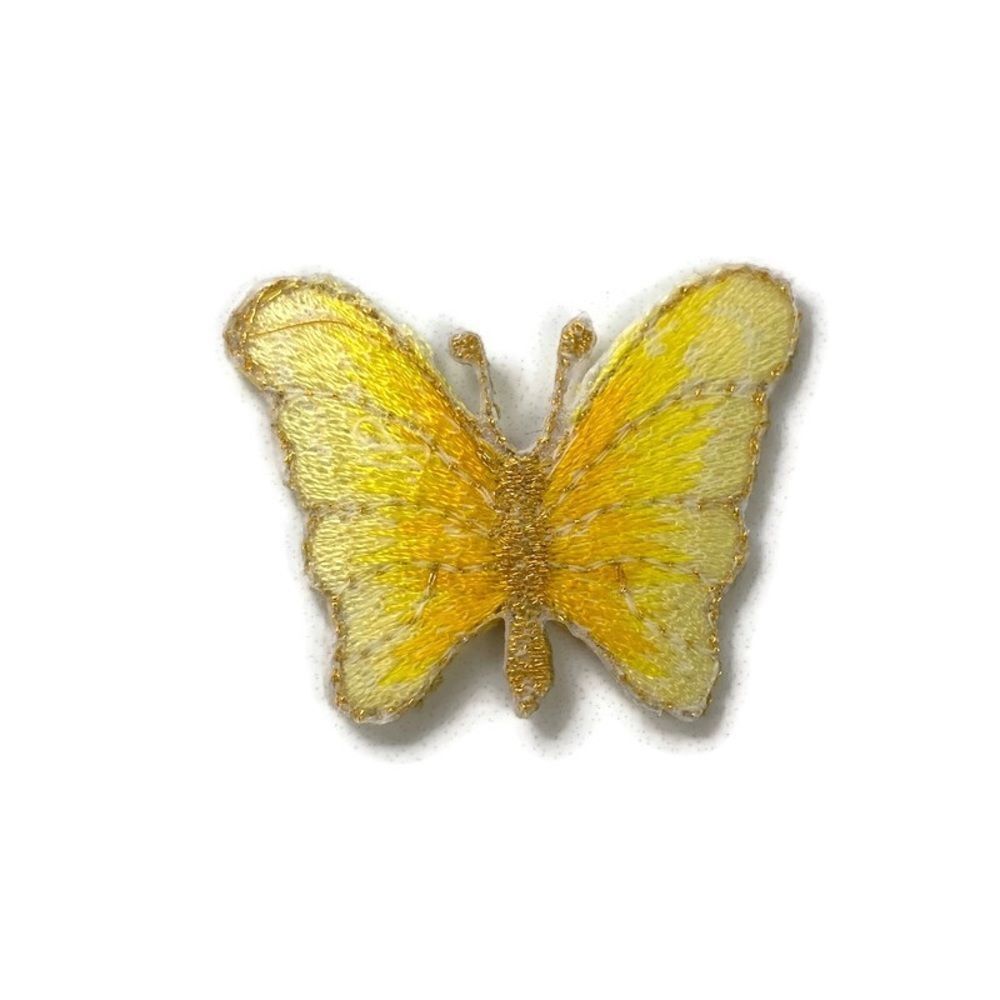 Small Yellow Butterfly Embroidered Patch - Picture 2 of 3